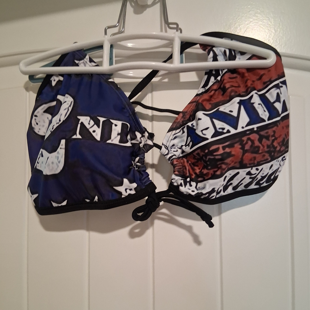 Stylish Blue and Red Bikini Top